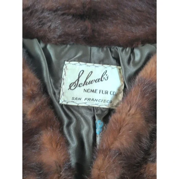 Vintage 1940's Brown 'Schwab's San Francisco' Fur Capelet Shoulder Wrap - Glam - Picture 6 of 7